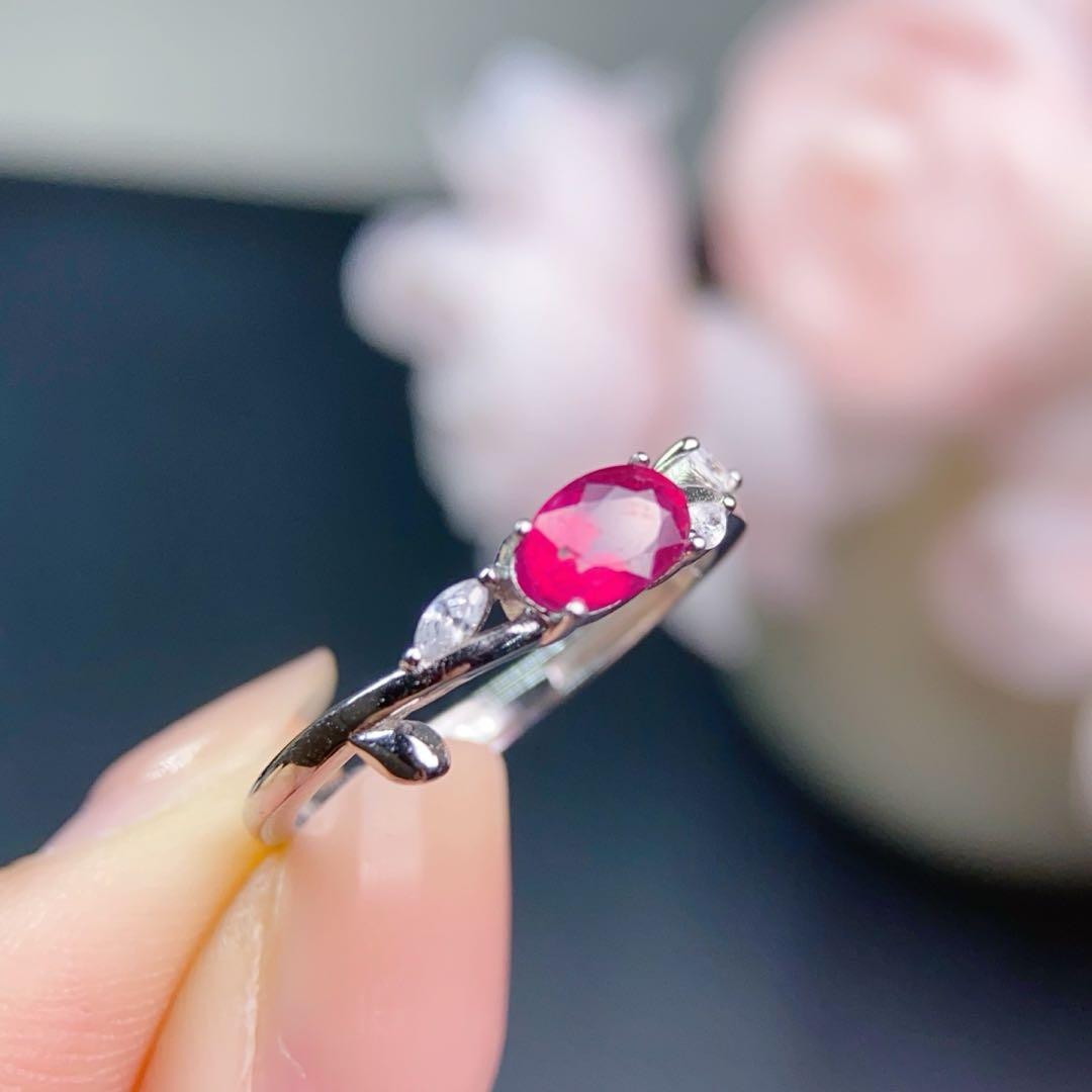 天然ルビー リング 上品な赤色｜S925 シルバー（ホワイトカラー）