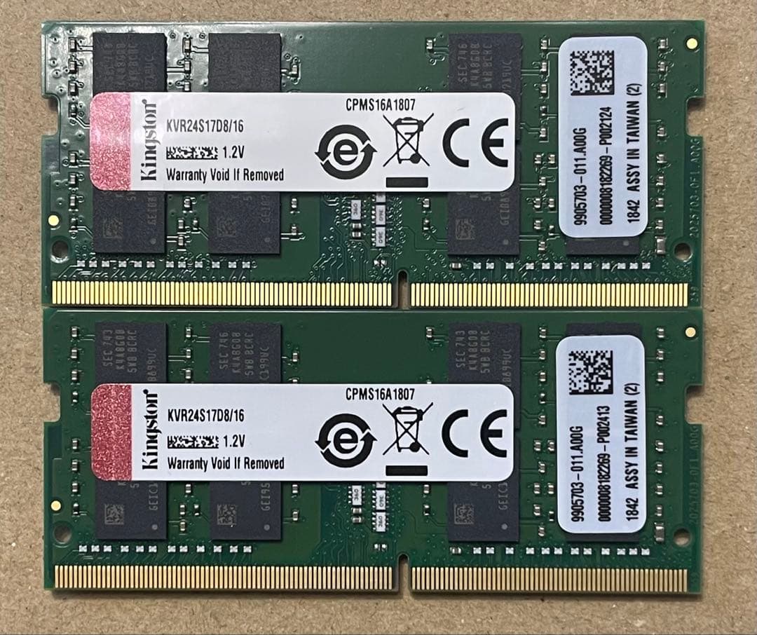 KVR24S17D8/16(16GBx2)MC25043072 メモリモジュール
