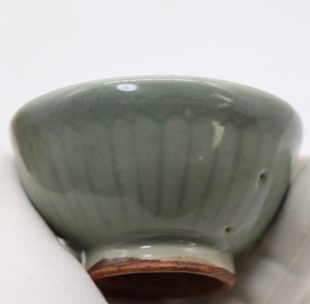 中国　明時代　青磁寿字紋小杯　龍泉青磁　木箱入　送料込み0529