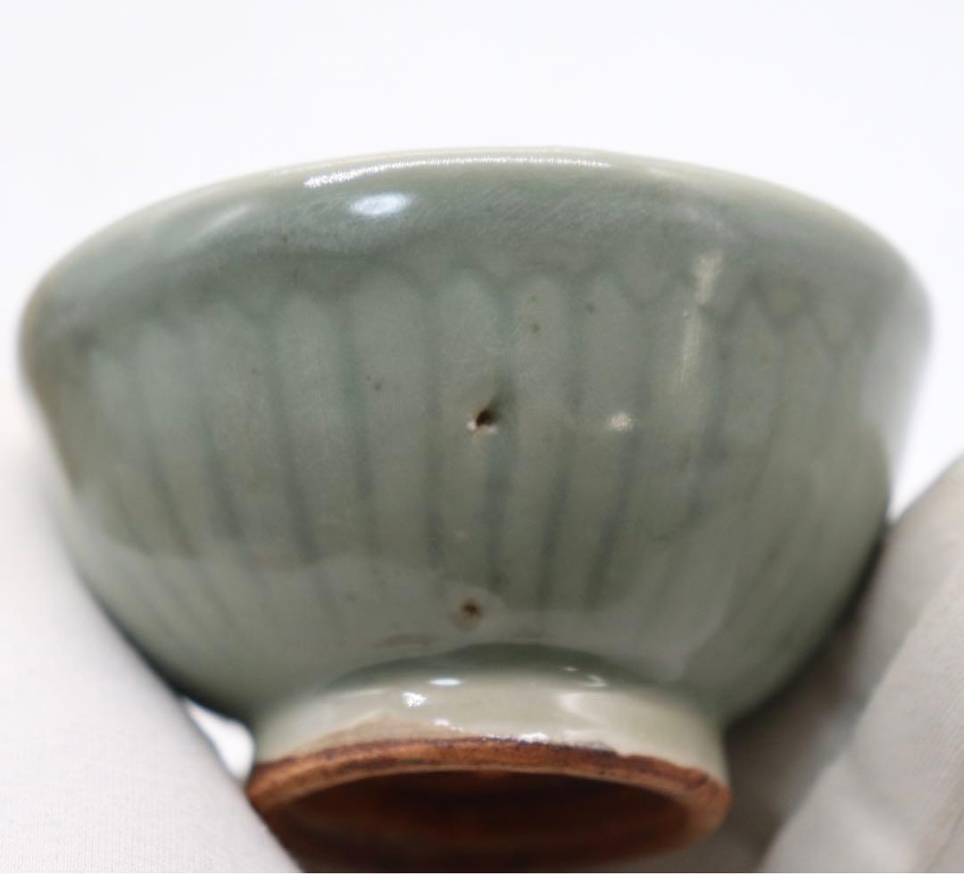 中国　明時代　青磁寿字紋小杯　龍泉青磁　木箱入　送料込み0529