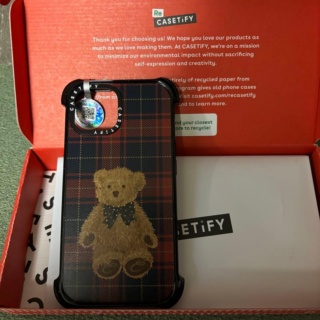 新品未使用casetifyバウンスケース MagSafe対応 チェックテディベア
