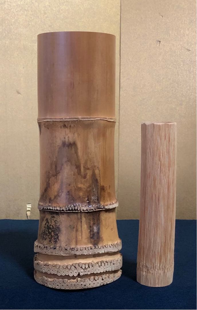 割引❗️《R》茶道具 竹花入 竹器師 西川媒玄作 落とし付 共箱 251022い5