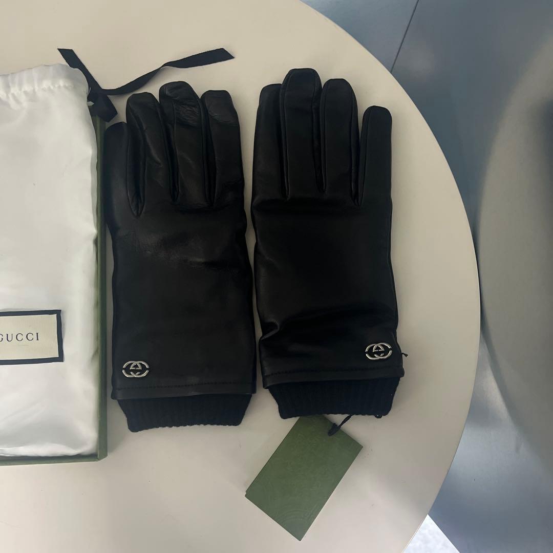 小物 GUCCI Leather Gloves With Interlocking G