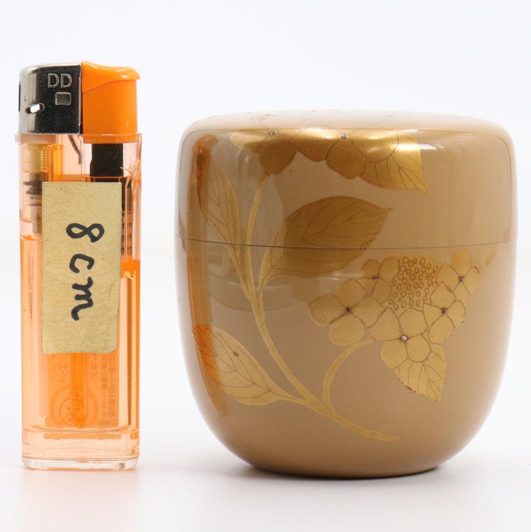 高田犀光作 白漆 紫陽花 中棗 茶道具 共箱　V920