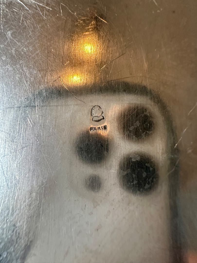 フランス アンティーク シルバープレート ダストパン ブラシ セット