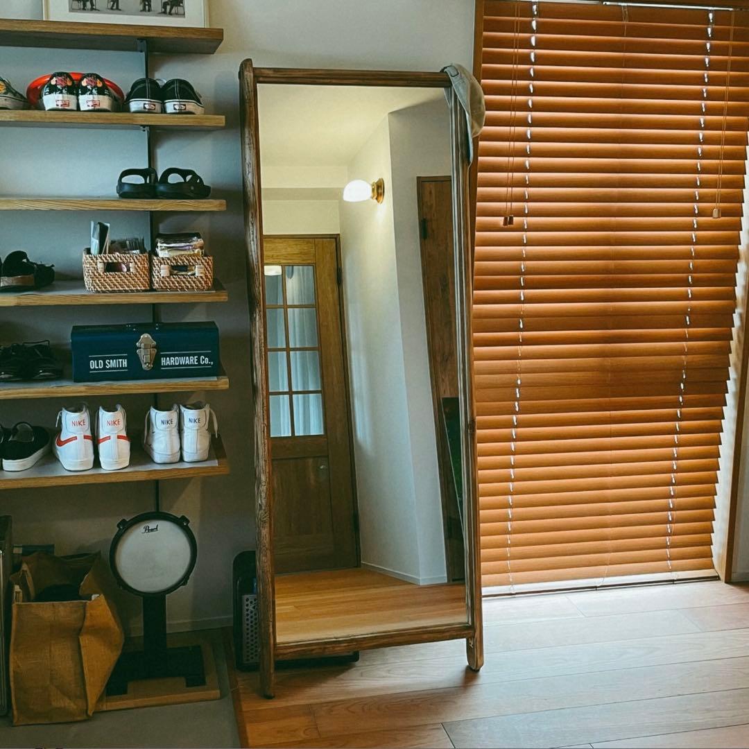 天然木 古材 スタンドミラー 全身鏡 姿見 高さ165cm