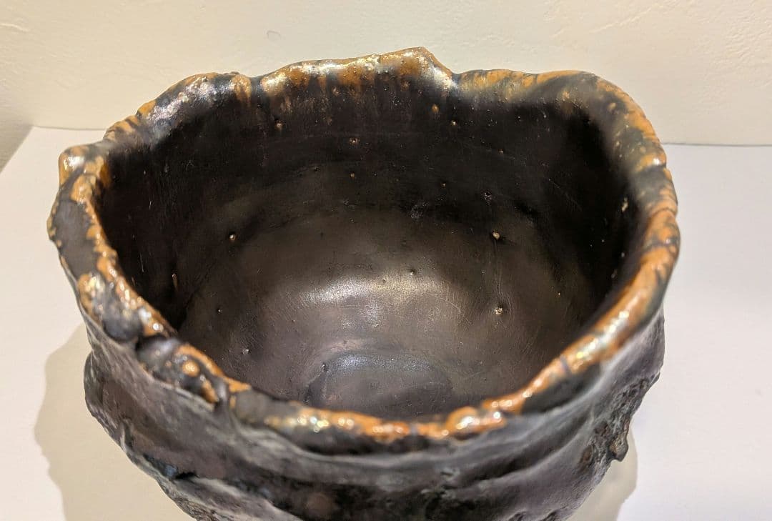 『濱崎節生』茶碗　喜多窯　茶道具　共箱　鬼子岳　唐津焼