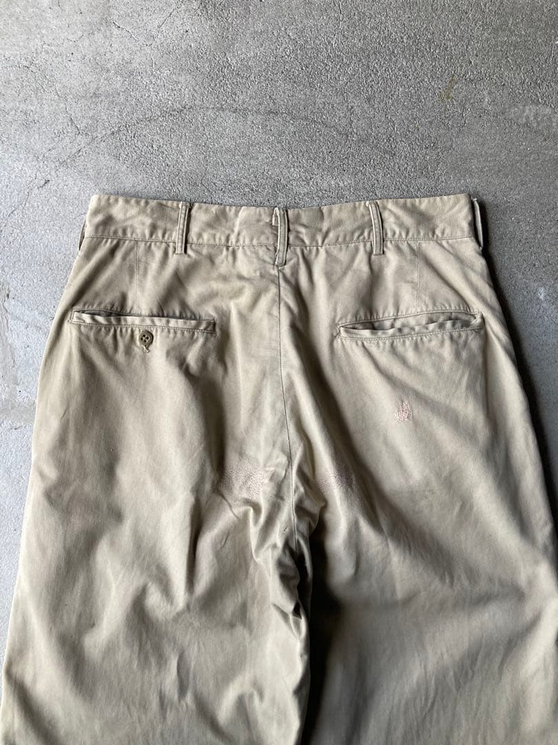 50s US ARMY チノパン 米軍 実物 30×29 アルミジップ ボロ