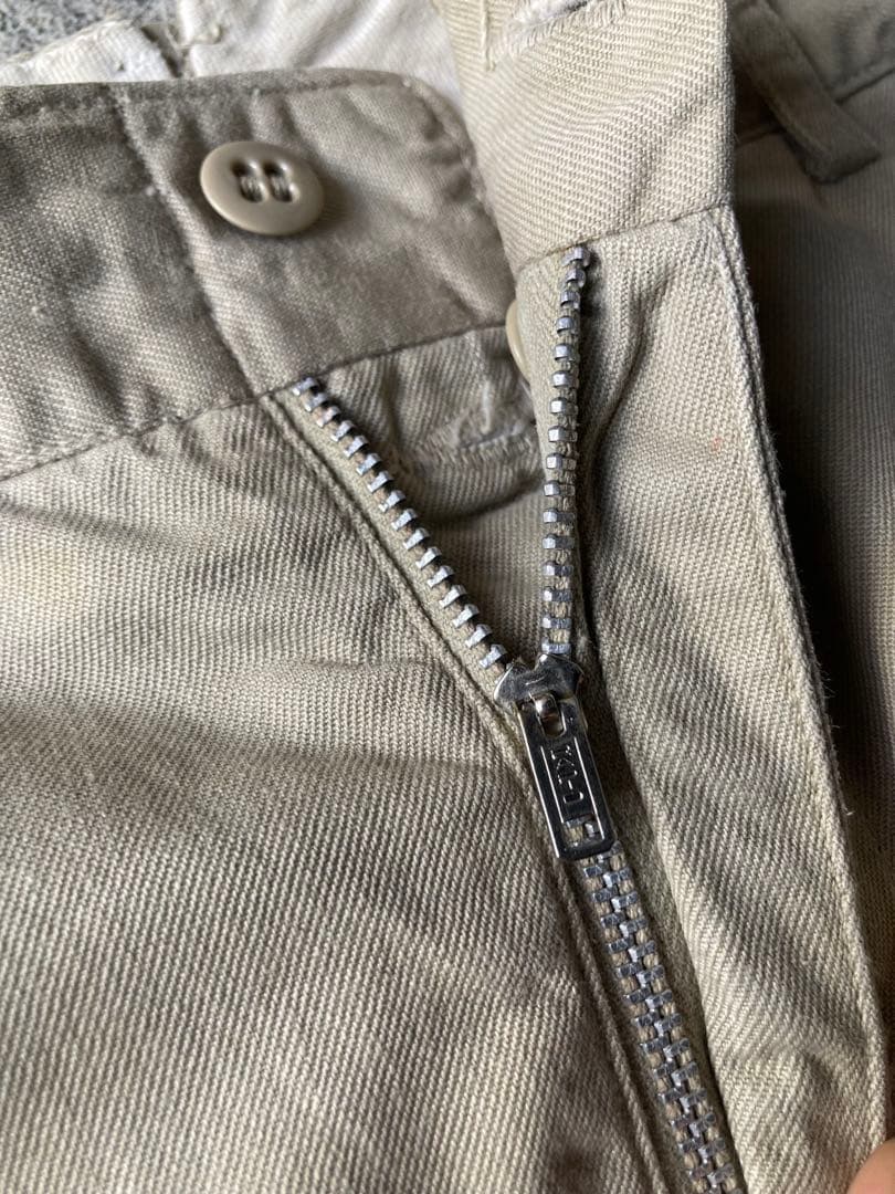 50s US ARMY チノパン 米軍 実物 30×29 アルミジップ ボロ