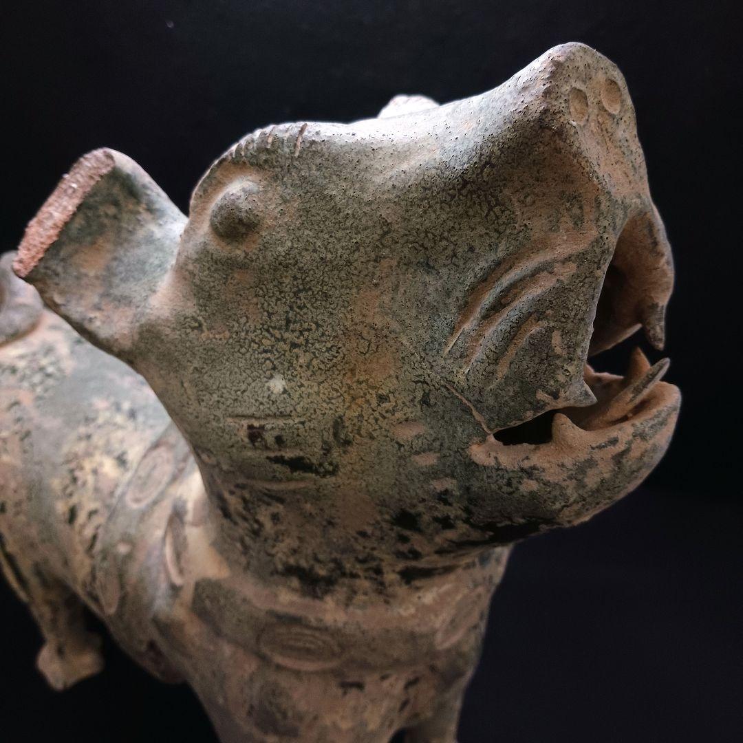 Y2952-1 中国 漢代 緑釉犬 置物 高さ34㎝