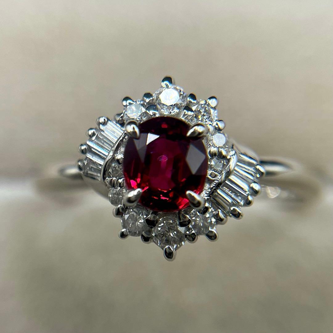 専用JL197★高級 ルビー0.73ct ダイヤモンド プラチナ リング ソ付