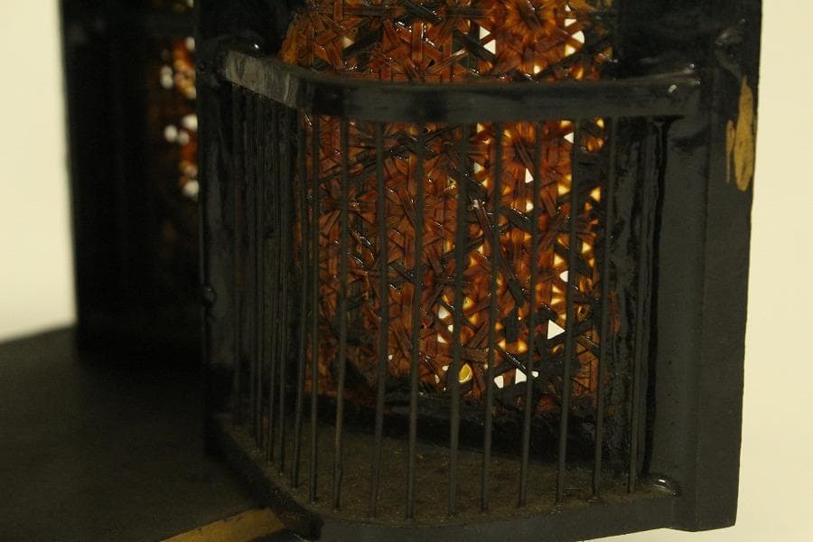 螺鈿蓋物 窓網代 花鳥蒔絵 四方 煙草具 二件(A742)