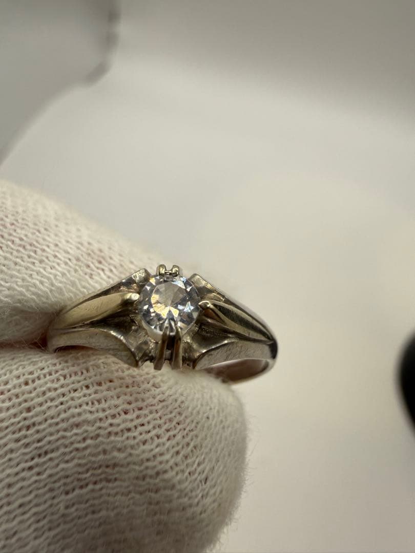 美品　K14WG ジルコニアリング ホワイトゴールド 超音波洗浄器洗浄済み