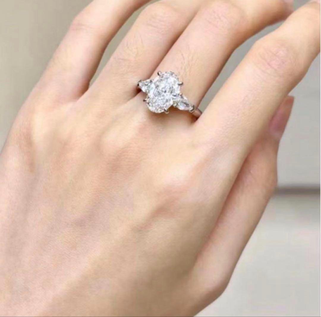 最高級　モアサナイトダイヤ　オーバルカット リング3.5カラット