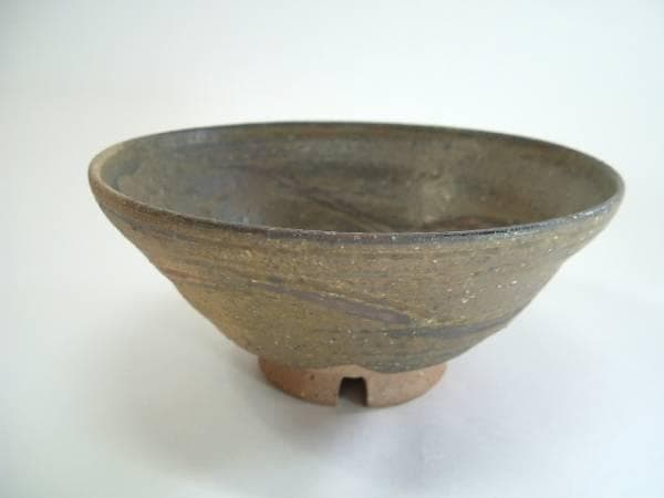 茶碗■追銘「夕月」3つ割り高台 伊羅保 平茶碗 茶道具 抹茶碗 古美術 桐共箱■