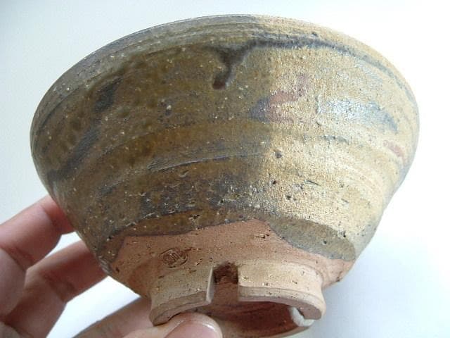 茶碗■追銘「夕月」3つ割り高台 伊羅保 平茶碗 茶道具 抹茶碗 古美術 桐共箱■