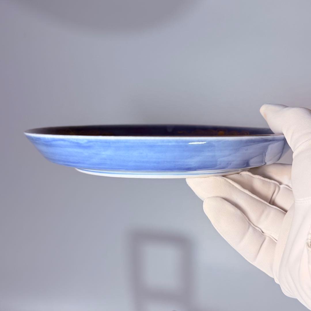 古伊万里　染錦唐獅子文皿　冨貴長春　共箱　名品　直径20.3㎝　人気の図柄