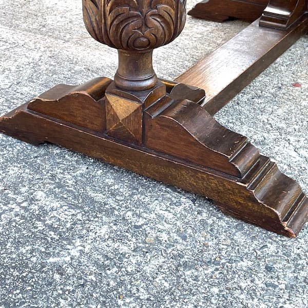 イギリスアンティーク　ドローリーフテーブル　ブルボーズレッグ　伸縮ダイニング