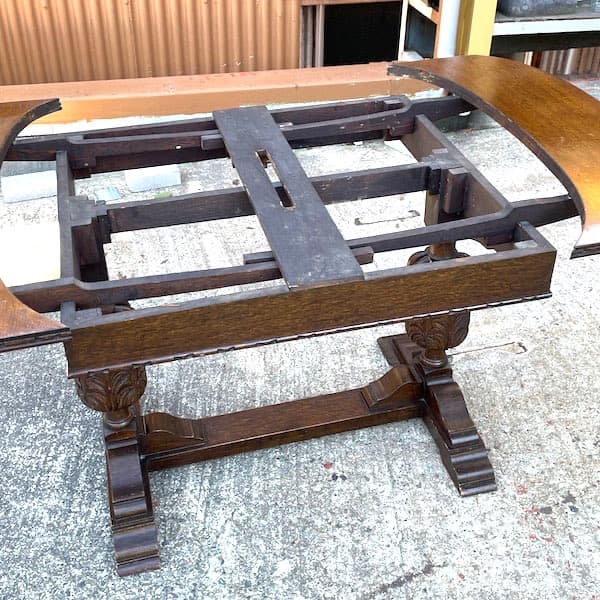 イギリスアンティーク　ドローリーフテーブル　ブルボーズレッグ　伸縮ダイニング