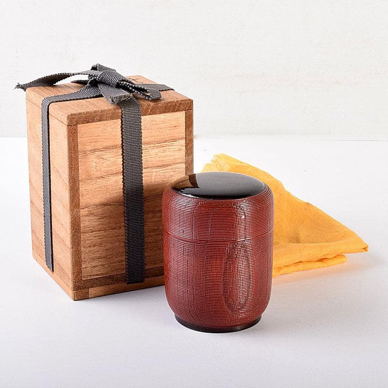 茶道具　輪島塗　久世宗春作　千筋涌茶入　棗　共箱　V　6886