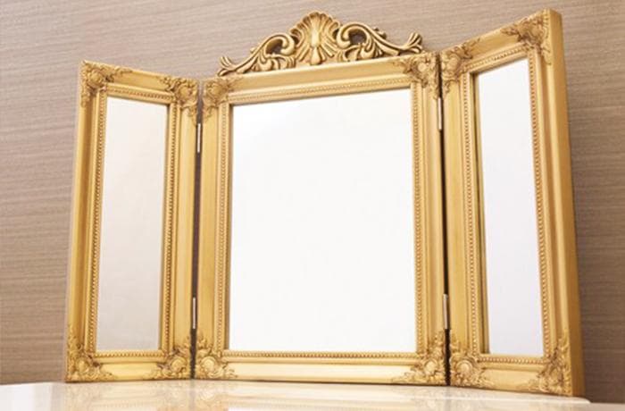 アウトレット セール品 チャーチルウッド スリーサイドミラー 三面鏡 ゴールド