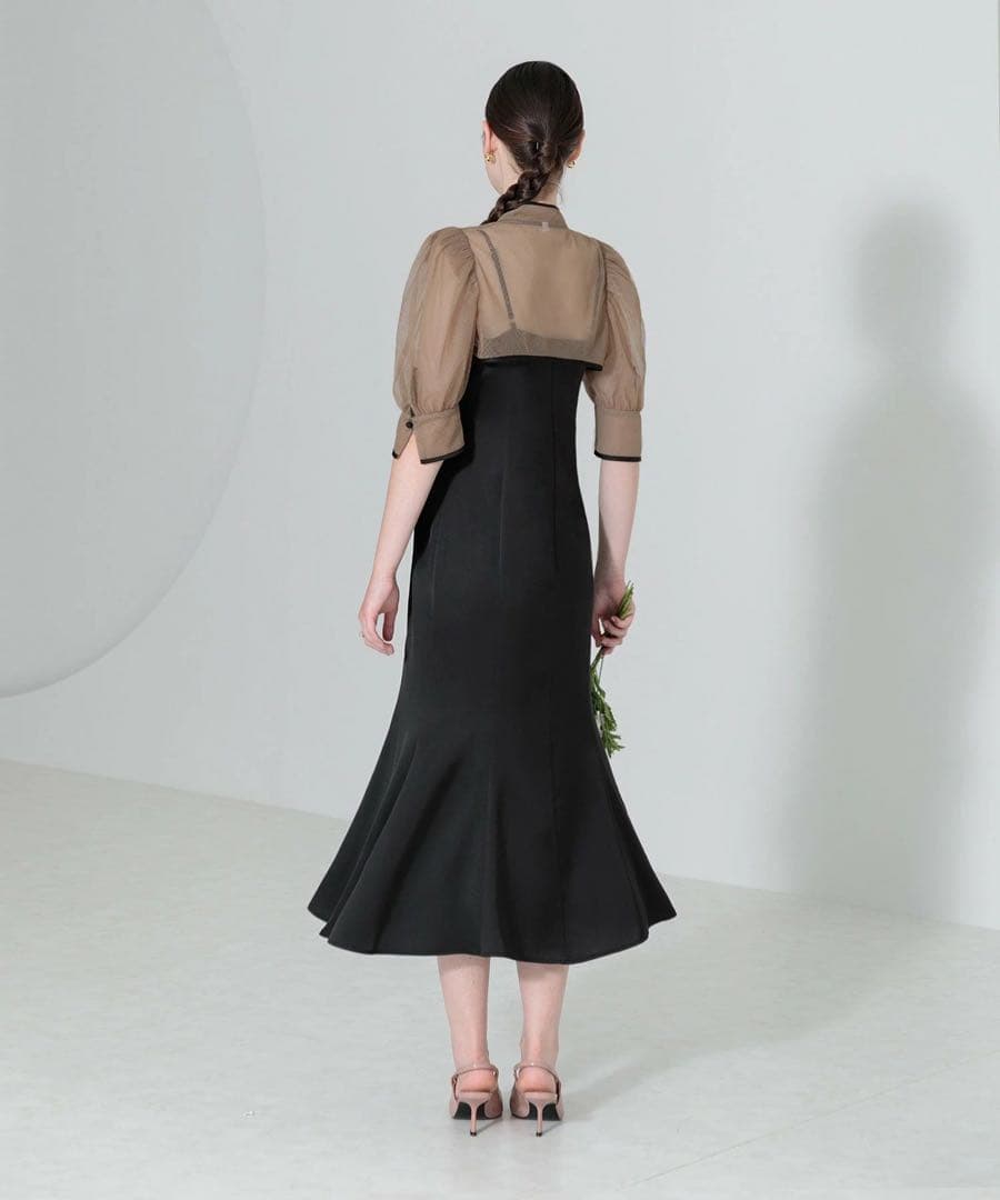 ショートボレロマーメイドワンピースセットアップロングドレス【S】