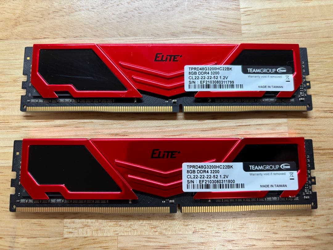 TEAM DDR4 3200MHz 8GB メモリ2枚組（8GB×2枚）