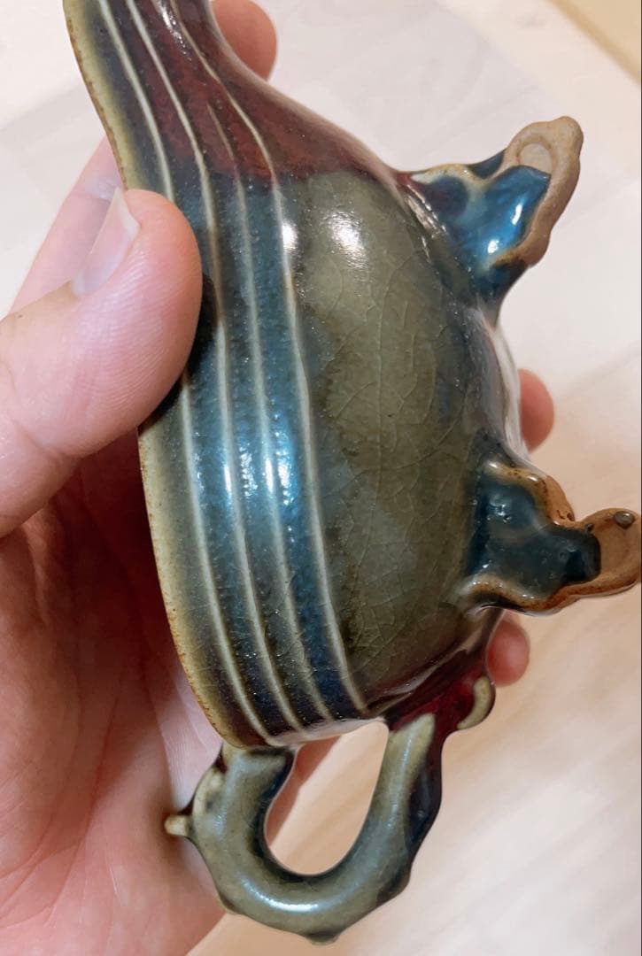 老窯磁器・宋鈞窯龍柄流杯 中国磁器 陶芸 磁器　骨董品