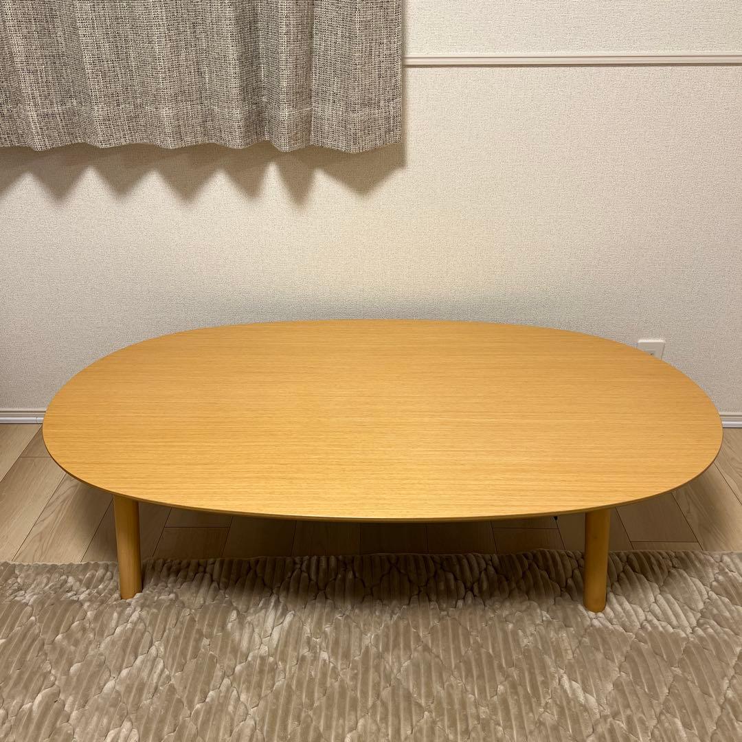 受取評価遅い方ご遠慮ください 楕円こたつテーブル（ナチュラル）こたつ布団付