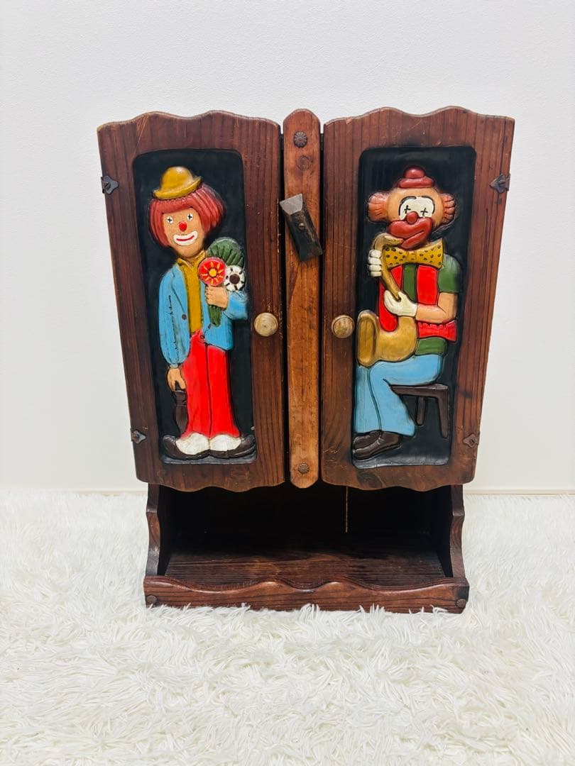 ★希少★ピエロ アンティーク調 木製飾り棚 ウォールキャビネット ウォールラック