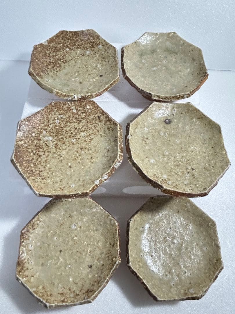 榎本合歓さん 焼きしめ 八角皿 6枚セット 10.0cm