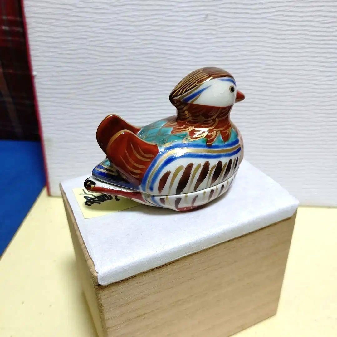 香合、仁清写、鴛鴦、御室窯。