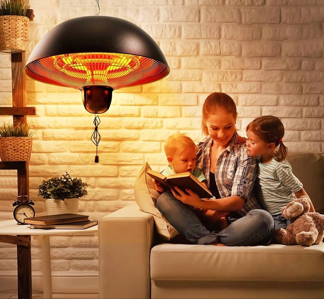 ハロゲンヒーター 屋外ヒーター 吊り下げ式 1500W 3段階温度調整