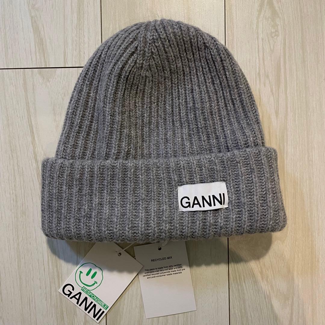 GANNI ビーニー ニット帽 グレー