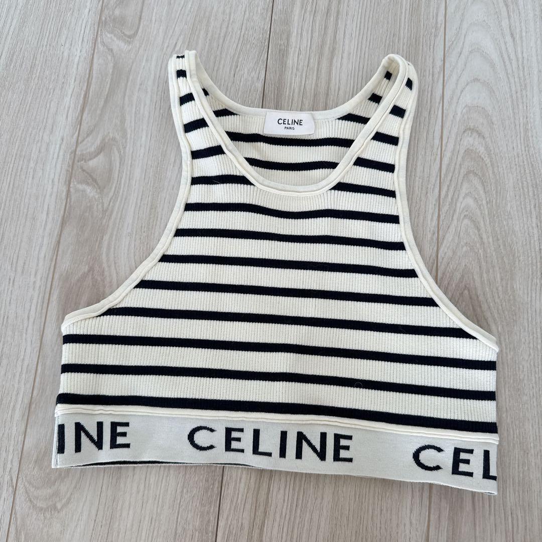 CELINE 定番アイボリー/ブラック ストライプ タンクトップ S 新品未使用