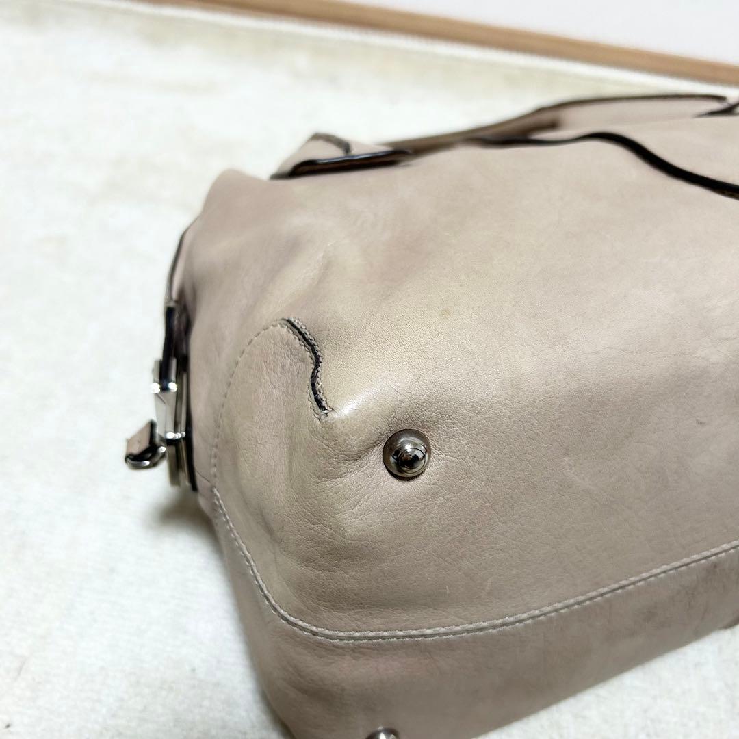 美品　トッズ　TOD'S Dスタイリング　ボストンバッグ　オールレザー　ベージュ