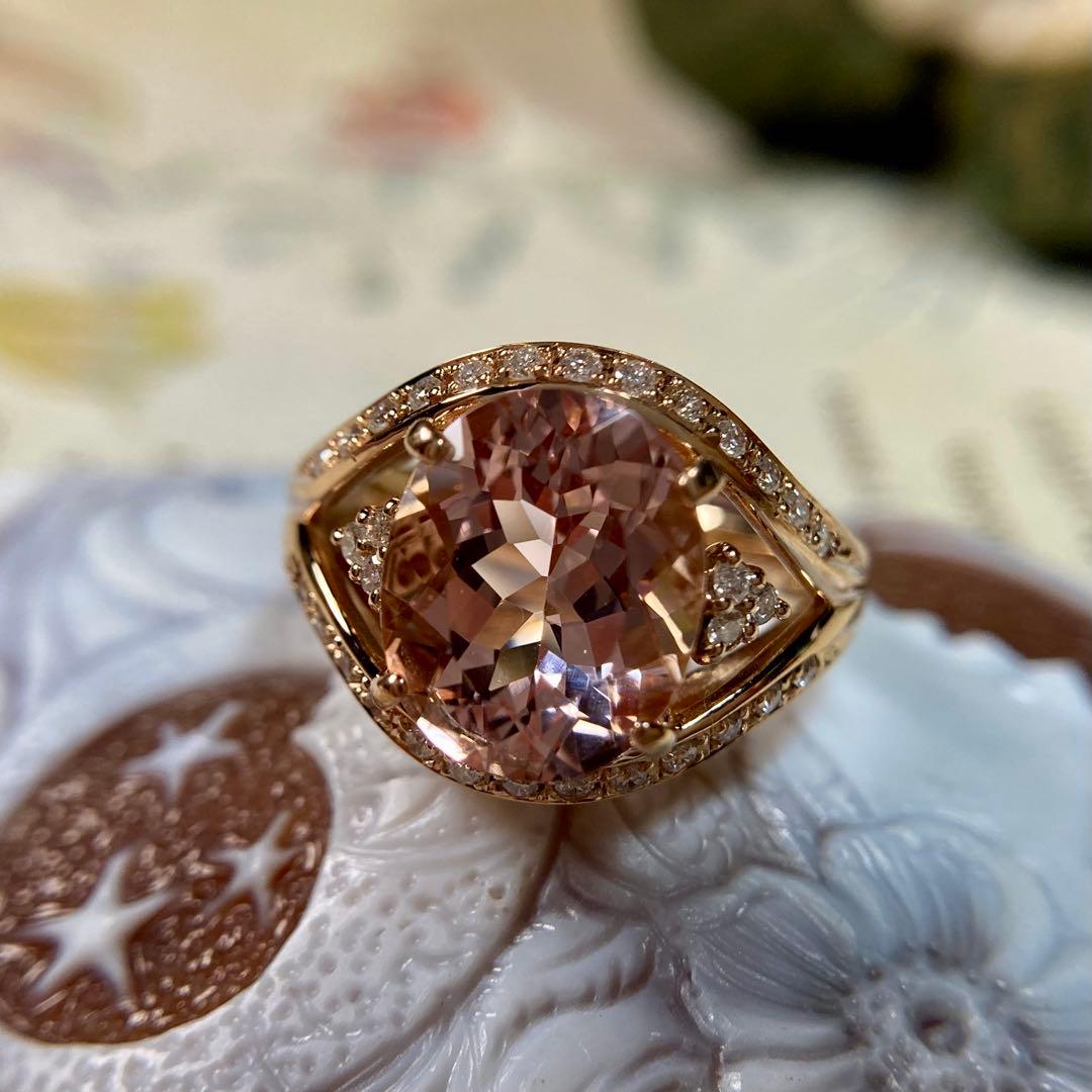 専用です　ピンクゴールド モルガナイト3.57ct ダイヤモンド　指輪　リング