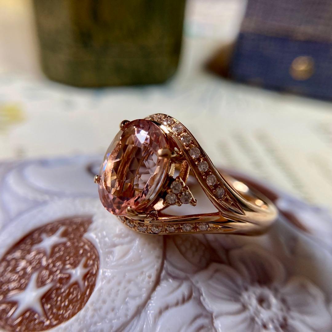 専用です　ピンクゴールド モルガナイト3.57ct ダイヤモンド　指輪　リング