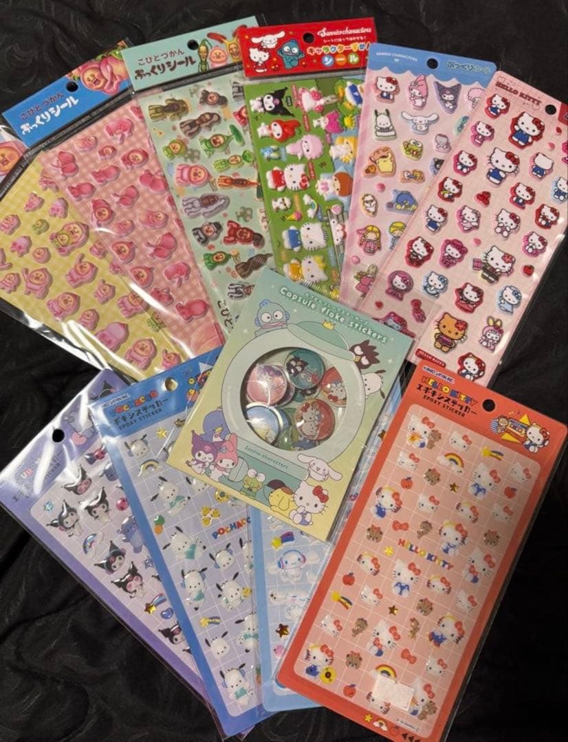 サンリオぷっくりシール　エポキシスシール　カプセルフレーク　こびとづかんシール