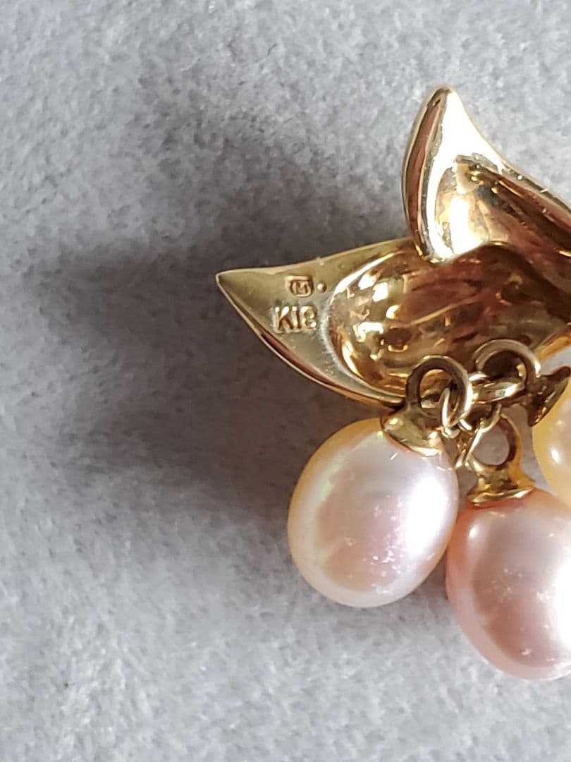 【未使用品】ミキモト　MIKIMOTO　K18　3Pパールピンブローチ