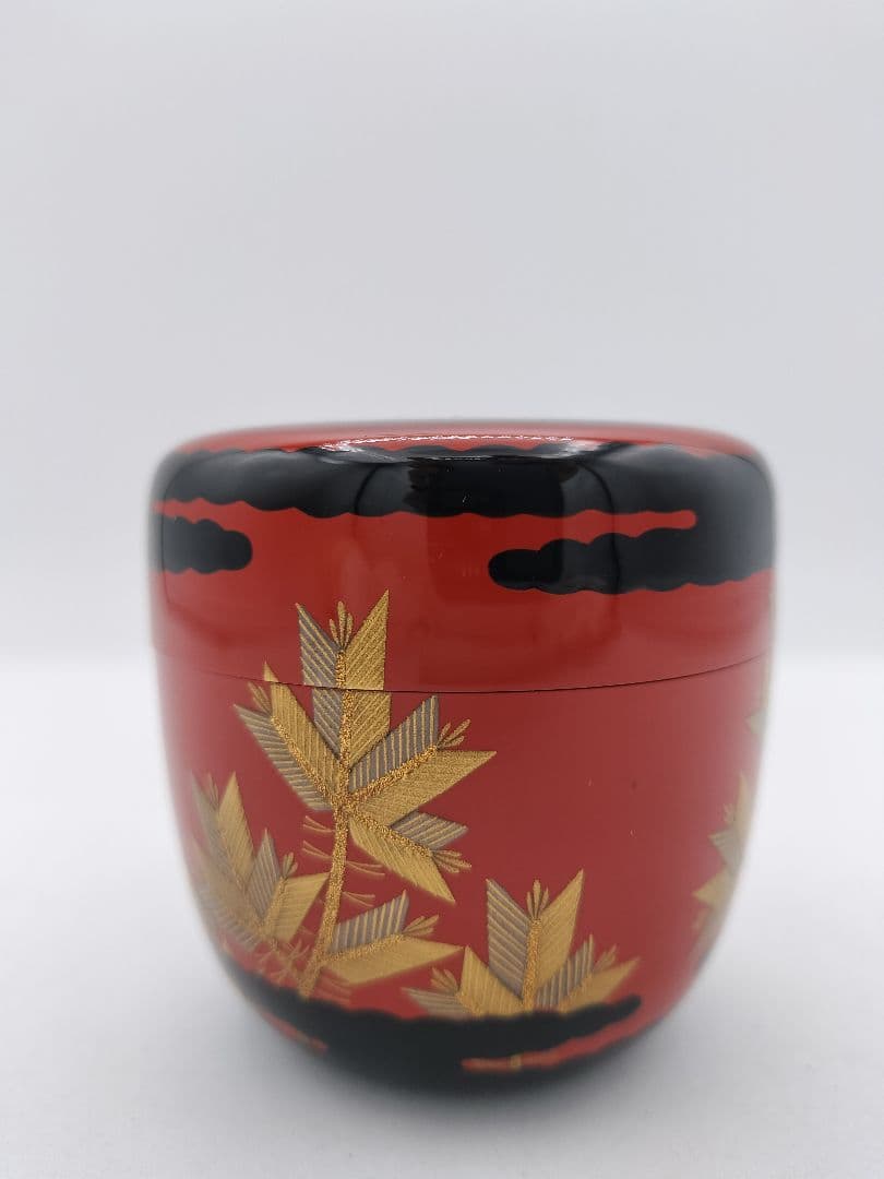 c448 中棗 蓬莱蒔絵 内銀溜 前畠春斎 木箱 茶道具 古物