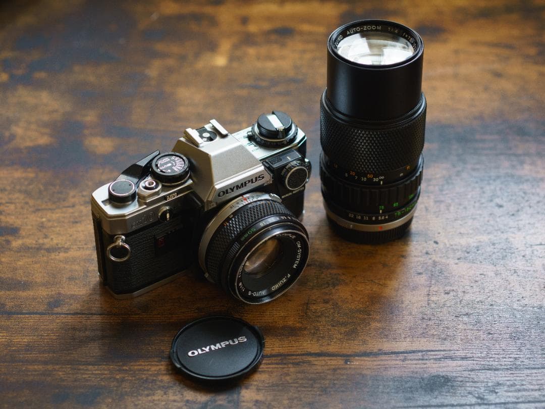 動作品 OLYMPUS OM10 + Mアダプター&レンズ2本 付属