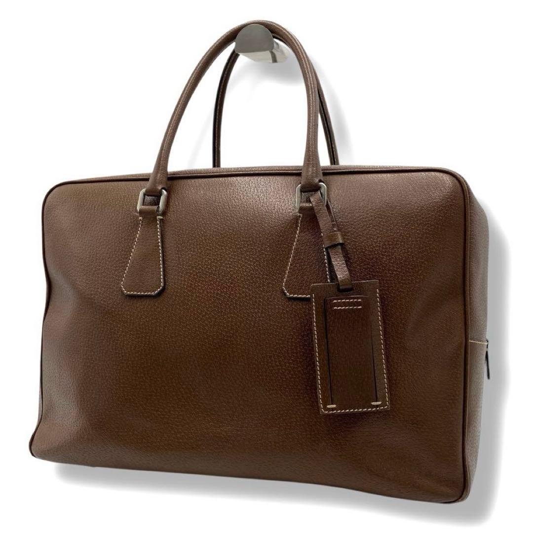 美品 PRADA レザー ブラウン ビジネス バッグ archive A4 希少