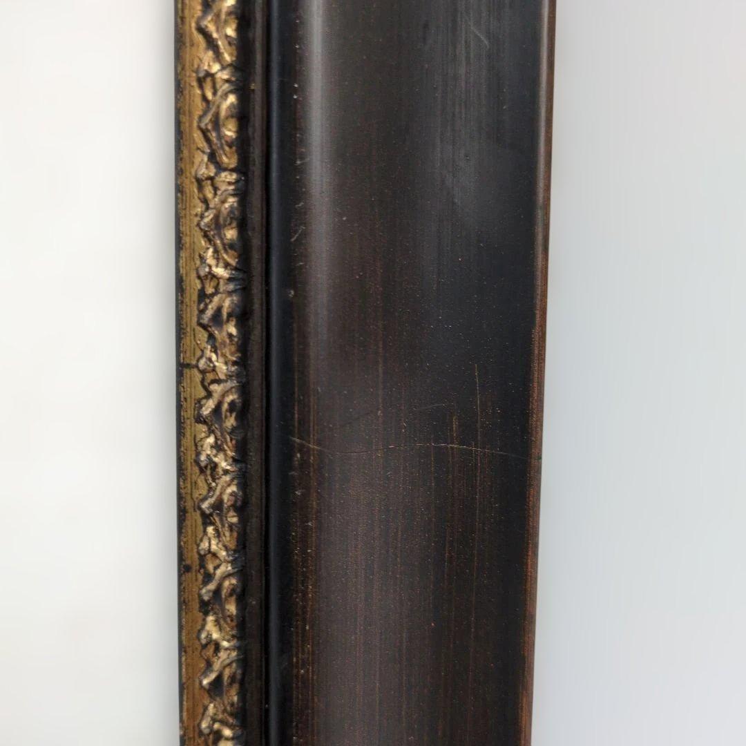 木製額縁 F20号 面金付マット付き ダークブラウン 金色縁取り