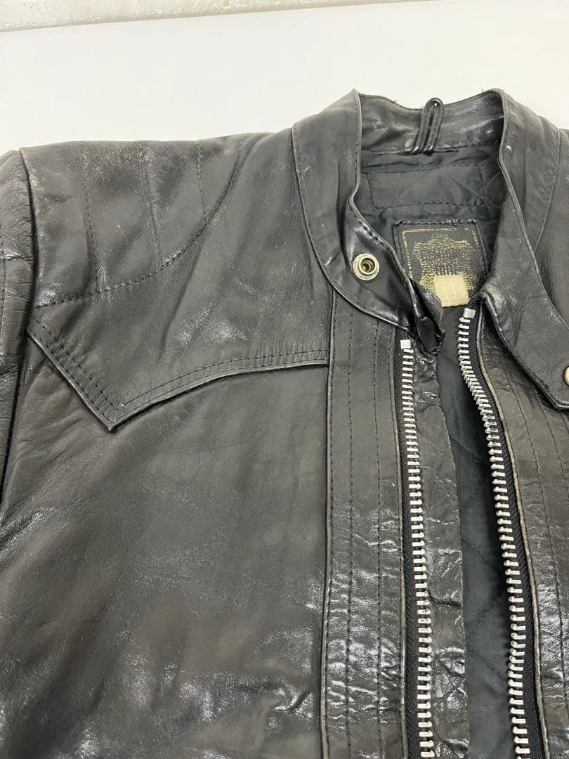 ルイスレザー　レザーライダースジャケット レザー 革ジャン ブラック 古着