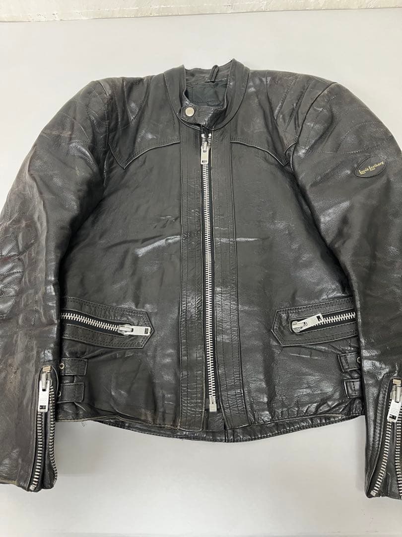 ルイスレザー　レザーライダースジャケット レザー 革ジャン ブラック 古着