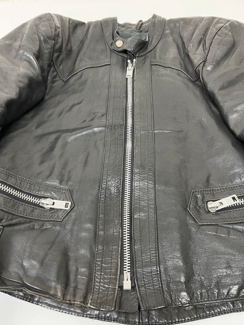 ルイスレザー　レザーライダースジャケット レザー 革ジャン ブラック 古着