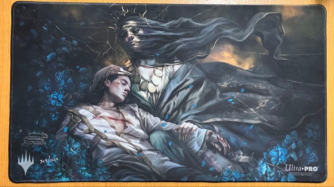 MTG 死の影 サイン入りステッチ加工プレイマット