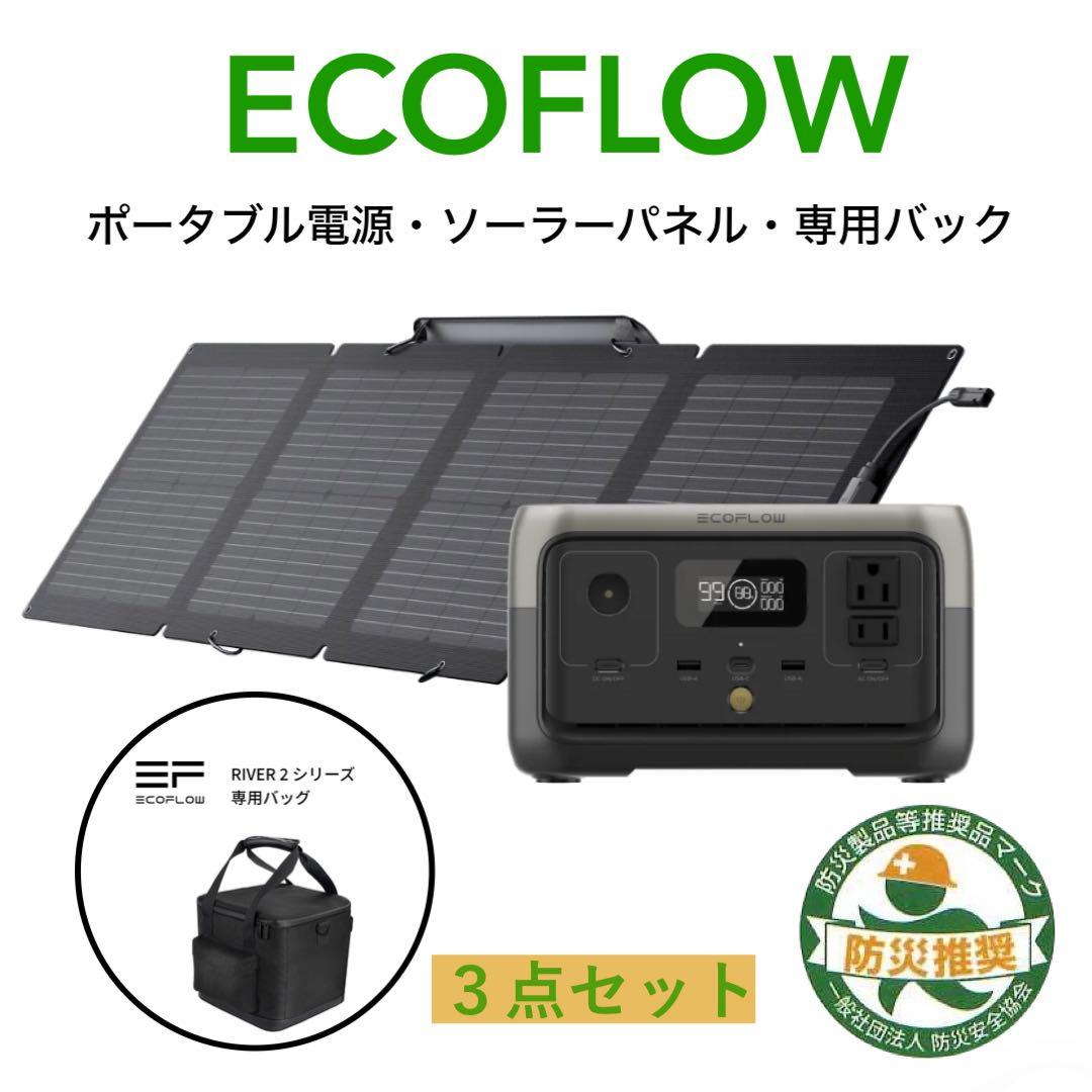 ECOFLOW 2 ソーラーパネル 専用バック 3点セット 防災対策