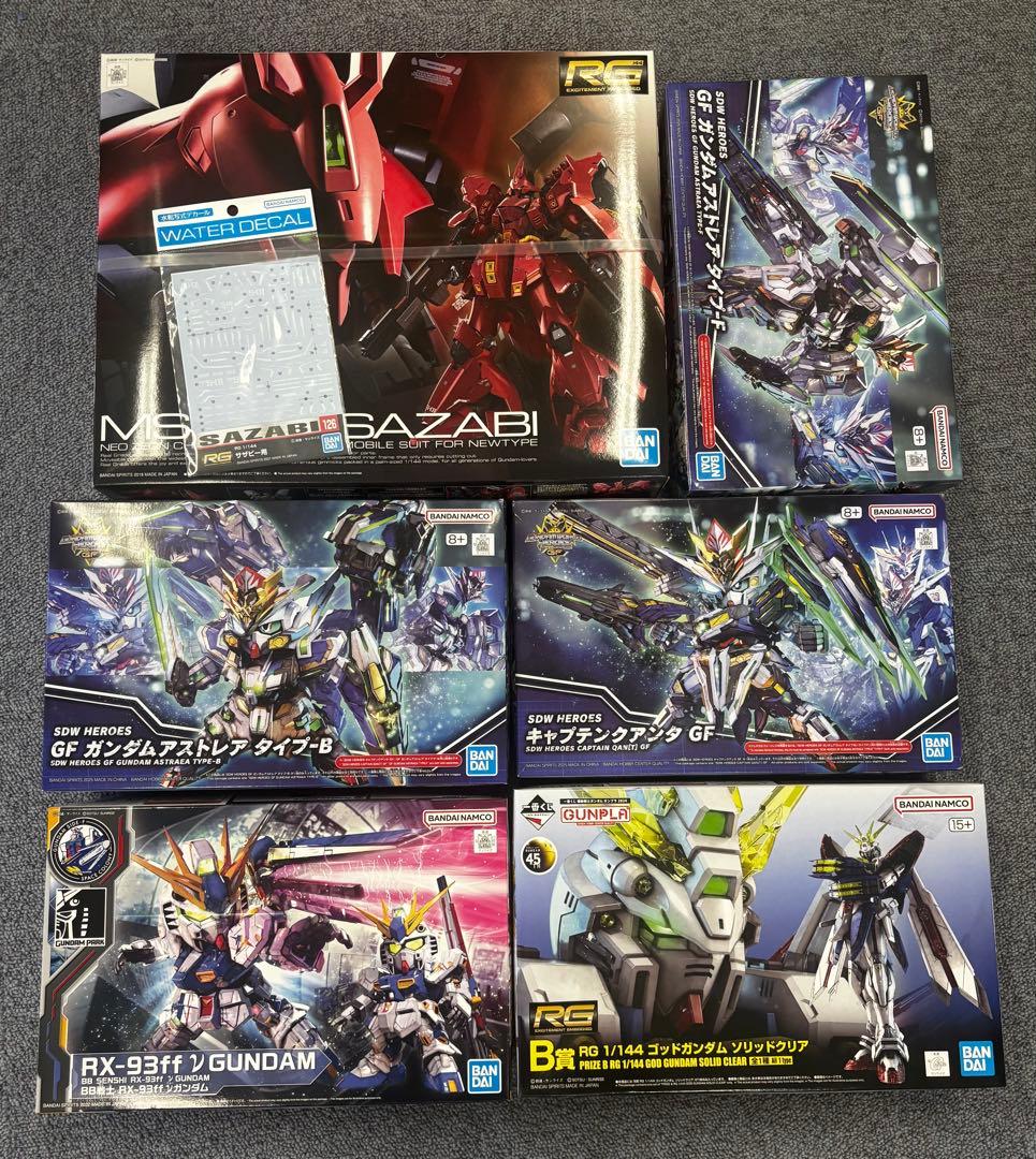 積み整理　セット販売　ガンプラ6点＋ガンダムデカール＋サイドFアクションベース